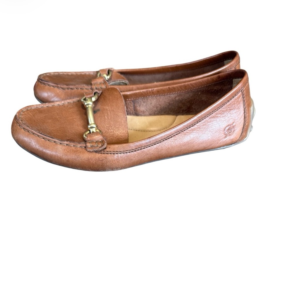 Born Brown Leather Driving Loafers 7.5 Horsebit Comfort Flats - Picture 5 of 10